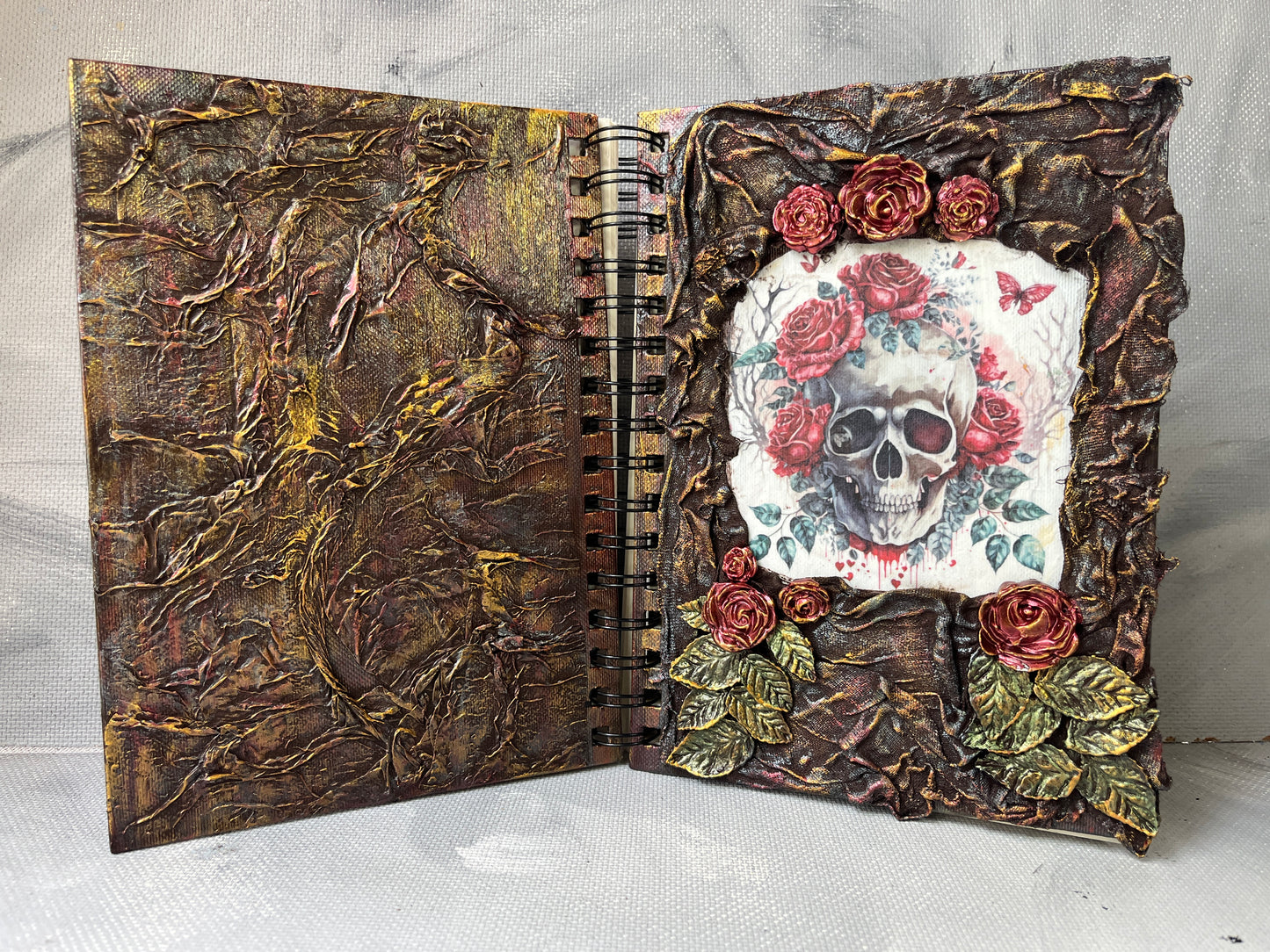 A5 journal: Skull with roses