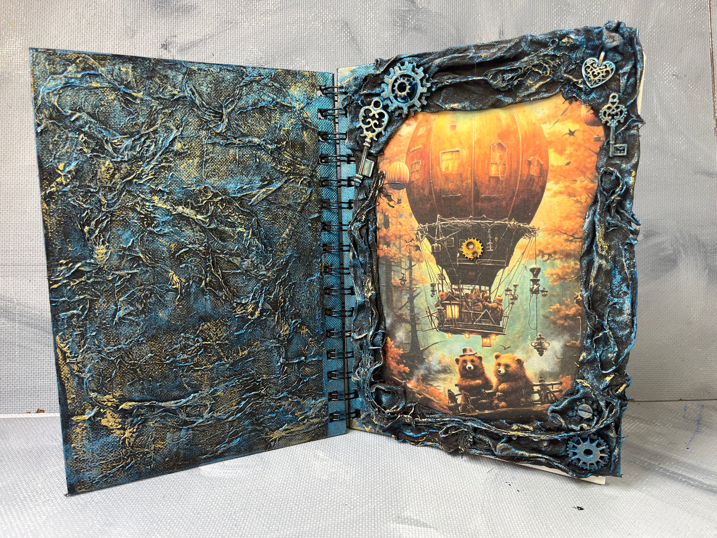 A5 journal: Steampunk bears in the woods