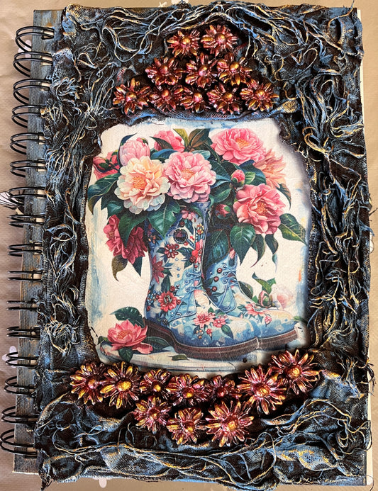 A5 journal: Flowers and Welly Boots
