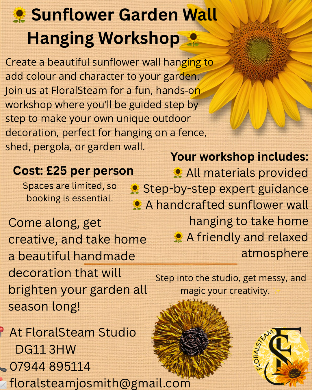 FloralSteam Sunflower Wall Art workshop