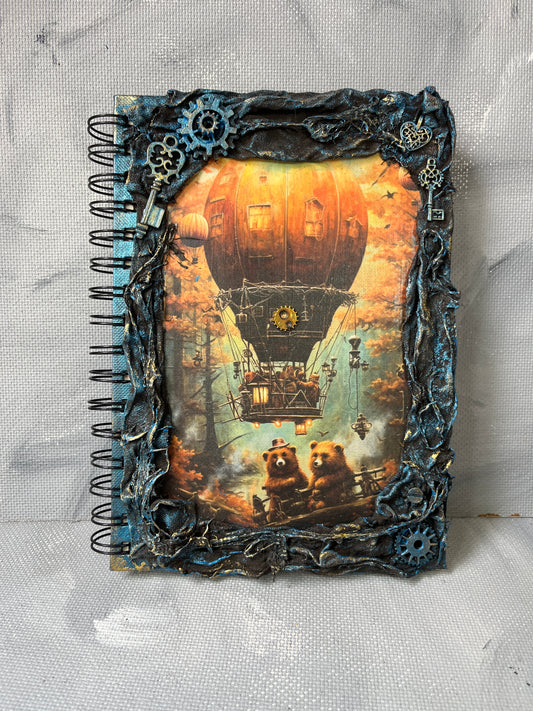 A5 journal: Steampunk bears in the woods