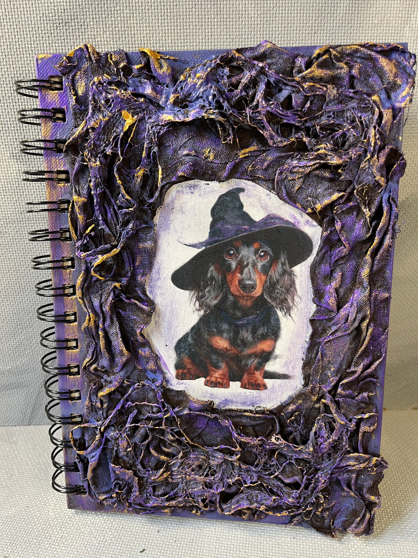 A5 journal: Sausage dog in Witches hat