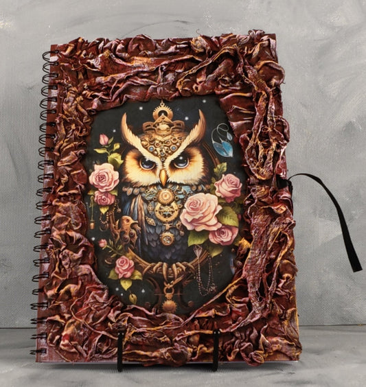 A4 journal:Steampunk Owl and flowers