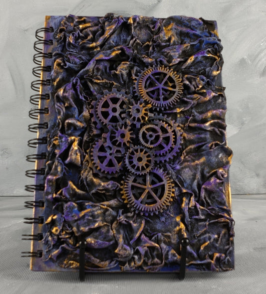 A5 journal:Steampunk cogs in purple