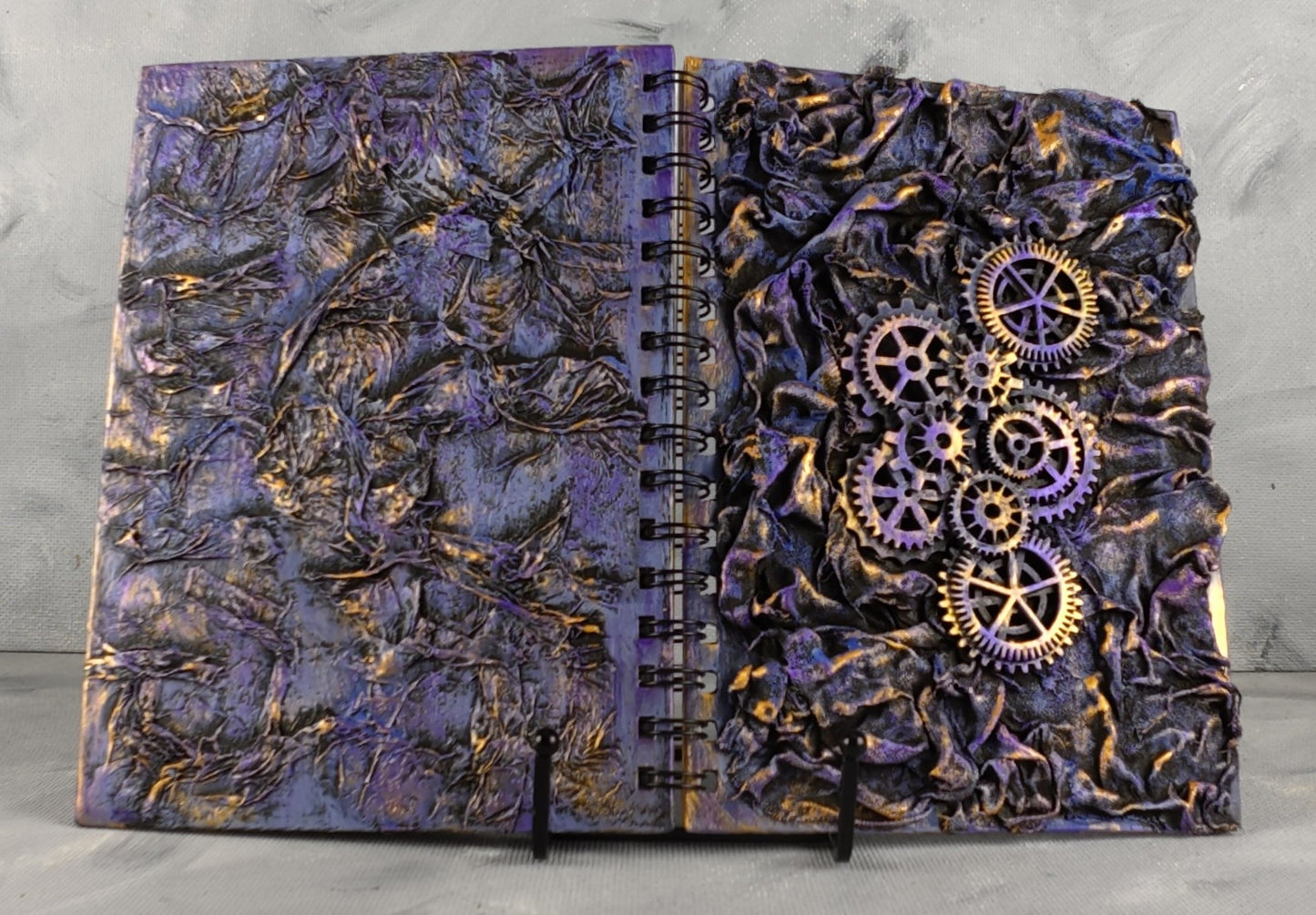 A5 journal:Steampunk cogs in purple