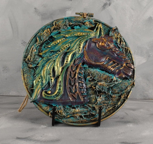 Wall Art: Horse head on an embroidery ring