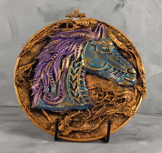 Wall Art: Horse head on an embroidery ring